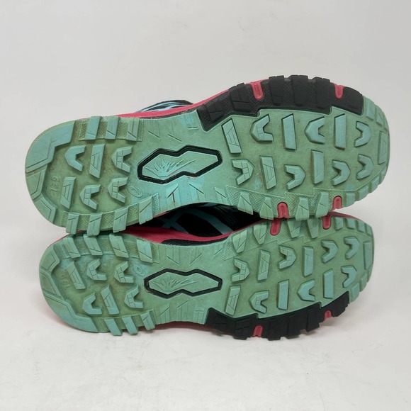 ASICS Gel Fuji Attack 5 Women's 7 1/2 Black Pink Green Sneakers 572:J.3.1 - Picture 12 of 13